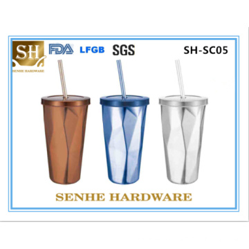 Hot Sale Doubler Wall Starbucks Coffee Mug avec paille (SH-SC05)